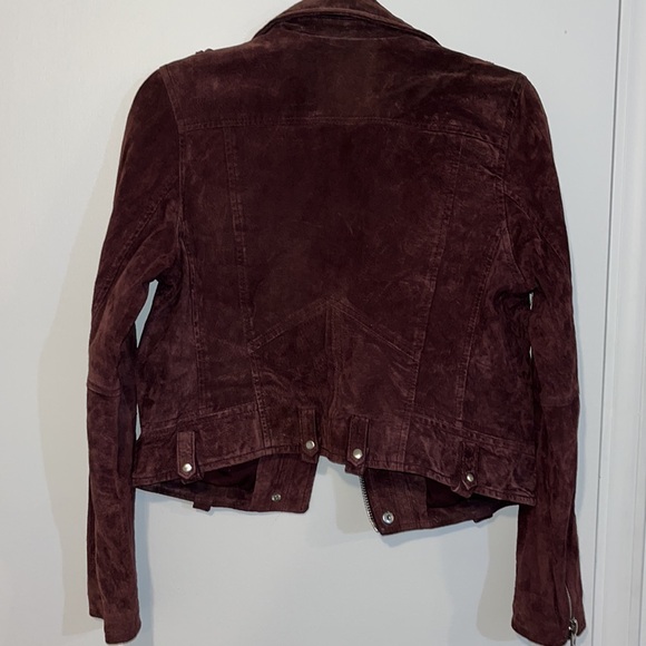 BLANK NYC SUEDE LEATHER MOTO JACKET CHOCOLATE BROWN M - Picture 4 of 6
